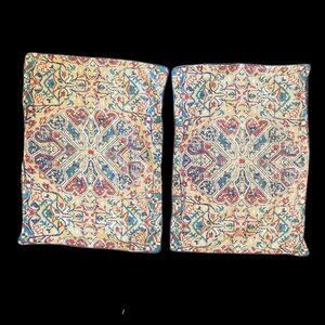 Vintage Lucky Brand Home Persian Design Pillow Shams Geometric & Floral Design